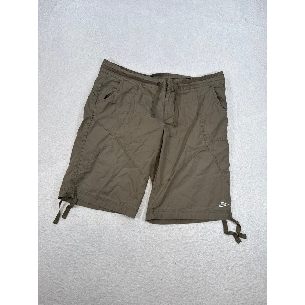 Nike Mens Large Olive Brown Cargo Athletic Shorts Drawstring Hiking Outdoors
